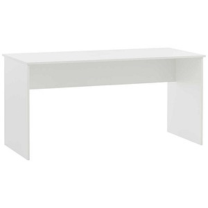 MÖBELPARTNER Metz Schreibtisch mattweiß rechteckig, Wangen-Gestell weiß 144,0 x 65,0 cm