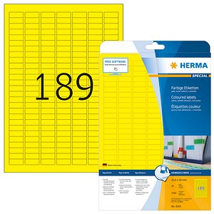 4008705042437 - HERMA Farbige Etiketten A4 254x10 mm gelb Papier matt 3780 St - Gelb - Selbstklebendes Druckeretikett - A4 - Papier - Laser Inkjet - Entfernbar