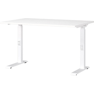 GERMANIA Mailand höhenverstellbarer Schreibtisch weiß rechteckig, C-Fuß-Gestell weiß 120,0 x 80,0 cm