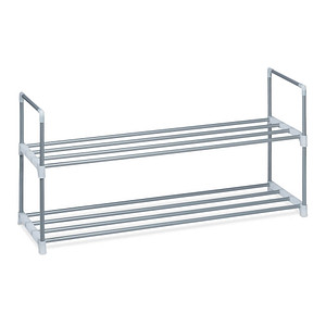 4052025989507 - Schuhregal Stecksystem 2 Ebenen für 8 Paar Schuhe HxBxT 45 x 90 x 31 cm Schuhständer Metall silber weiß - Relaxdays 4052025989507 - Schuhregal Stecksystem 2 Ebenen für 8 Paar Schuhe HxBxT 45 x 90 x 31 cm Schuhständer Metall silber weiß - Relaxdays