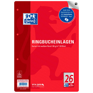 4006144021945 - Ringbucheinlagen 400131580 liniert mit Korrekturrand A4 90g 4-fach-Lochung 4006144021945 Oxford