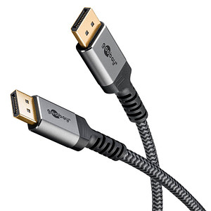 goobay DisplayPort 1.4 Kabel 1,0 m grau, schwarz