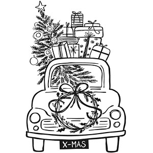 4006166021626 - Driving Home for Christmas Motivstempel Weihnachtsauto 70 x 100 cm