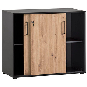 MÖBELPARTNER Schiebetürenschrank Aino, 701867 schwarz 2 Fachböden 100,1 x 41,0 x 83,6 cm