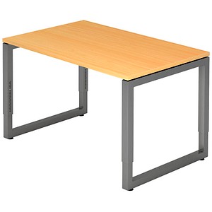 4032062167496 - eurokraft pro Schreibtisch mit Gestell aus Vierkant-Stahlrohr Höhe 650 - 850 mm BxT 1200 x 800 mm Buche   graphit