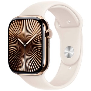 0195949564154 - Smartwatch APPLE Watch 10 Titan Smartwatches Gr 46 mm Cellular S M Sport Band goldfarben (gold) Bestseller