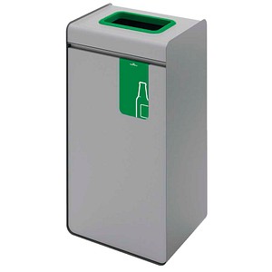 4005546743653 - Wertstoffsammler DURASORT® Volumen 55 l für Glas farbiger Einwurf-Ring und Piktogramm Inneneimer Stahl und Kunststoff grün-grau