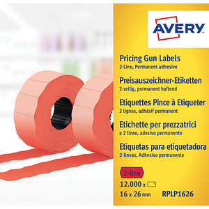 5014702023743 - Avery AVERY Zweckform Preisauszeichner-Etiketten 26 x 16 mm rot Etiketten-Rolle 2-zeilig permanent haftend - 1 Stck (RPLP1626) (RPLP1626)