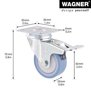 4001073052619 - Apparaterollen DELUXE Rad-Ø 50 mm VE 4 Stk Lenkrolle mit Feststeller Wagner