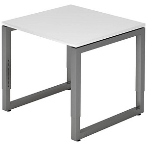 4032062167458 - HAMMERBACHER RS08 höhenverstellbarer Schreibtisch weiß rechteckig Kufen-Gestell grau 800 x 800 cm