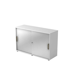 4032062155448 - Schiebetürenschrank Spanplatte 1 Fachboden abschließbar 1200 x 400 x 748 mm Silber Weiß 4032062155448 - Schiebetürenschrank Spanplatte 1 Fachboden abschließbar 1200 x 400 x 748 mm Silber Weiß