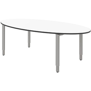 4059484224477 - röhr Konferenztisch Imperia weiß oval 4-Fuß-Gestell alu 2200 x 1100 x 680 - 820 cm