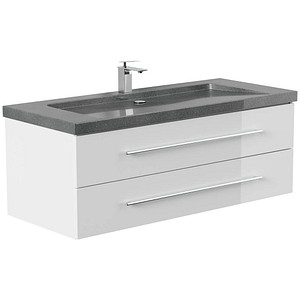 POSSEIK Waschbecken mit Unterschrank YAMO 130 weiß glanz 130,0 x 45,0 x 50,0 cm