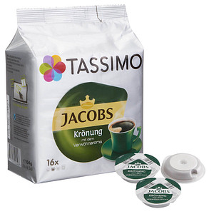 TASSIMO JACOBS Krönung Kaffeediscs Arabica- und Robustabohnen kräftig 16 Portionen