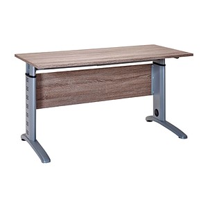 4260637312846 - Amatis höhenverstellbarer Schreibtisch trüffeleiche rechteckig C-Fuß-Gestell silber 1400 x 650 cm 4260637312846 - Amatis höhenverstellbarer Schreibtisch trüffeleiche rechteckig C-Fuß-Gestell silber 1400 x 650 cm
