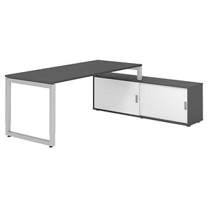 4032062332658 - Schreibtischkombination RSE19 höhenverstellbar 72-81cm (H) 160x80cm (BxT) rechteckig graphit   silber 4032062332658 Hammerba