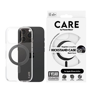 5715685003837 - 0 CARE by PanzerGlass® Feature Case Transparent Schwarz Kickstand & MagSafe für iPhone 16 Pro
