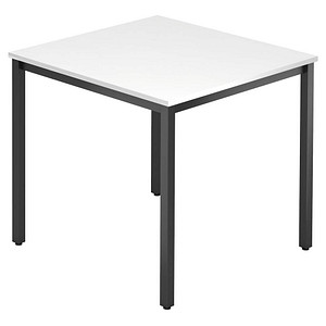 4032062173596 - HAMMERBACHER Konferenztisch VDQ08 weiß quadratisch Vierkantrohr schwarz 800 x 800 x 720 cm 4032062173596 - HAMMERBACHER Konferenztisch VDQ08 weiß quadratisch Vierkantrohr schwarz 800 x 800 x 720 cm
