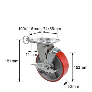 4001073417555 - Wagner-system - Profi Schwerlastrolle - direction lock 3in1 - Lenk& Bockrolle Tragkraft 400 kg
