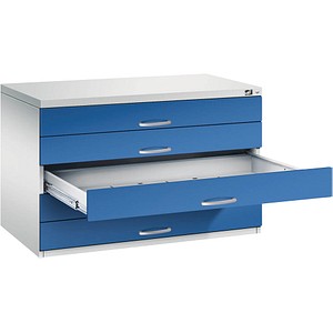 4068427436143 - Zeichnungsschrank DIN A1 5 Schubladen Höhe 760 mm lichtgrau   enzianblau C+P