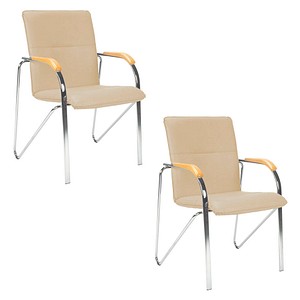 4045513003045 - Besucherstühle beige Kunstleder 4045513003045 SAMBA CHROM V461007 2 Stück