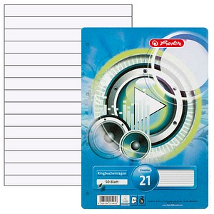 herlitz Ringbucheinlagen A4 liniert, 50 Blätter