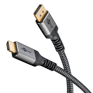 goobay DisplayPort 1.2/HDMI 2.0 Kabel 3,0 m grau, schwarz