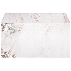 4004360769771 - 25 SIGEL Weihnachtsbriefumschläge Rustic White DIN lang ohne Fenster