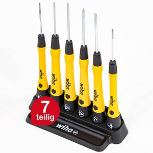 4010995437077 - Feinschraubendreher Set 7-tlg PicoFinish® esd i inkl Halter zum Aufhängen oder Stellen i Schlitz Phillips (43707) - Wiha