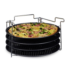 4052025204952 - Relaxdays - Pizzablech im 4er Set hbt 20 x 32 x 32 cm Pizzabäcker-Set mit 4 Backblechen und Ständer als Pizza-Backblech und Flammkuchen Blech rundes 4052025204952 - Relaxdays - Pizzablech im 4er Set hbt 20 x 32 x 32 cm Pizzabäcker-Set mit 4 Backblechen und Ständer als Pizza-Backblech und Flammkuchen Blech rundes