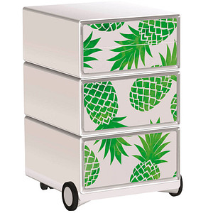 PAPERFLOW easyBox Tropical Rollcontainer weiß, bunt 60619 4 Auszüge 39,0 x 43,6 x 64,2 cm