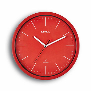 4002390083898 - Funk Wanduhr MAULjump rund für Innenräume Minuten & Stundeneinheiten ∅ 305 mm Kunststoff & Mineralglas rot-weiß inkl Batterie