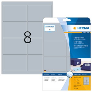 4008705041140 - HERMA Etiketten A4 991x677 mm silber Folie glänzend 200 St - Silber - Selbstklebendes Druckeretikett - A4 - Polyester - Laser - Dauerhaft 4008705041140 - HERMA Etiketten A4 991x677 mm silber Folie glänzend 200 St - Silber - Selbstklebendes Druckeretikett - A4 - Polyester - Laser - Dauerhaft