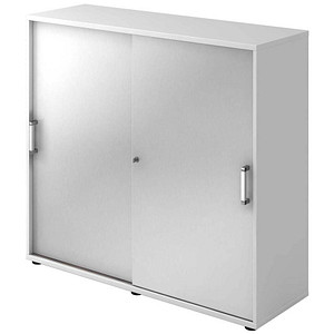 4032062155479 - Schiebetürenschrank Spanplatte 2 Fachböden abschließbar 1200 x 400 x 1100 mm Silber Weiß 4032062155479 - Schiebetürenschrank Spanplatte 2 Fachböden abschließbar 1200 x 400 x 1100 mm Silber Weiß