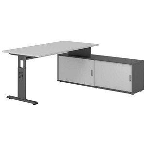 Hammerbacher Schreibtischkombination VOS, manuell höhenverstellbar 78cm (H), 160x80cm (BxT), grau / graphit 4032062331316 Hammerbacher 5 Stück