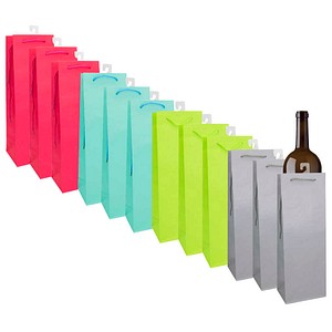 Idena Geschenktüten für Flaschen farbsortiert 12,5 x 35,0 cm, 12 St.