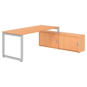 4032062332573 - Schreibtischkombination RSE19 höhenverstellbar  rechteckig buche   silber 4032062332573 Hammerbacher