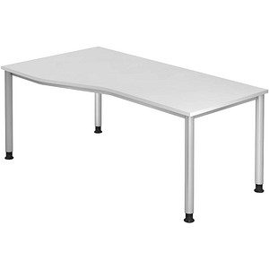 4032062139462 - Schreibtisch VHS18 W S manuell höhenverstellbar 68-81cm (H) 180x100cm (BxT) Freiform weiß   silber 4032062139462 Hammerbach