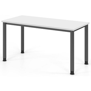 Hammerbacher Schreibtisch VHS, manuell höhenverstellbar, 81cm (H), 140x67,2cm (BxT), Weiß / graphit 4032062310977 Hammerbacher