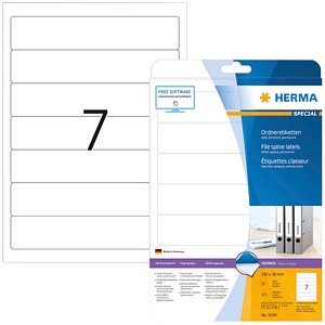 4008705050906 - Ordnerrückenetikett schmal kurz 38 x 192 mm (B x H) selbstklebend ohne Griffloch weiß 175 Etik Pack