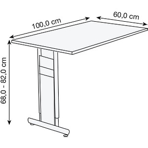 4044917431447 - Anbautisch höhenverstellbar Priola weiß silber rechteckig 1000 x 600 x 680 - 820 cm 4044917431447 - Anbautisch höhenverstellbar Priola weiß silber rechteckig 1000 x 600 x 680 - 820 cm