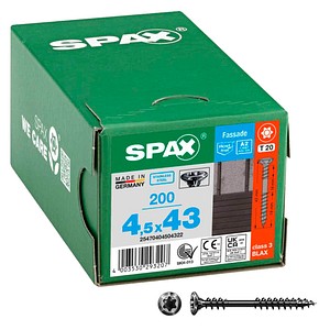 SPAX® Fassadenschrauben T20 Linsensenkkopf BLAX A2 25470404504322 4,5 mm x 43 mm, 200 St.