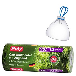 PELY 914056 - PELY Müllbeutel, Öko, 12 Stk, 35 Liter