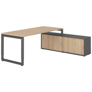 4032062332740 - Schreibtischkombination RSE19 höhenverstellbar 72-81cm (H) 160x80cm (BxT) rechteckig eiche   graphit 4032062332740 Hammerbac