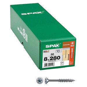 4003530244193 - Holzbauschraube 8 x 280 mm 50 Stück Teilgewinde Senkkopf t-star plus T40 4CUT wirox - 0191010802805 - Spax 4003530244193 - Holzbauschraube 8 x 280 mm 50 Stück Teilgewinde Senkkopf t-star plus T40 4CUT wirox - 0191010802805 - Spax