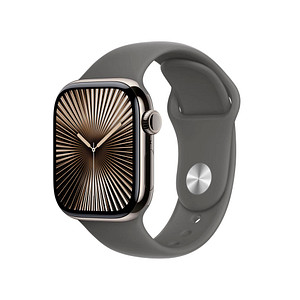 Apple Watch Series 10 42 mm Titan (GPS+Cellular) Sportarmband S/M  steingrau, natur