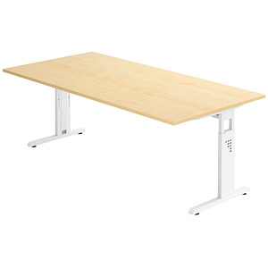4032062149805 - HAMMERBACHER OS 2E höhenverstellbarer Schreibtisch ahorn rechteckig C-Fuß-Gestell weiß 2000 x 1000 cm