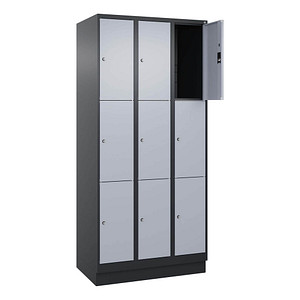 4068427573947 - Schließfachschrank Classic PLUS schwarzgrau weißaluminium 080020-303 S10013 9 Schließfächer 900 x 500 x 1950 cm 40684275739