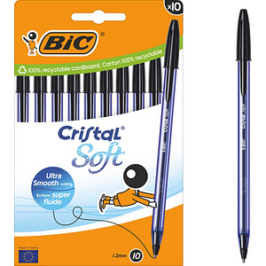 BIC Kugelschreiber Cristal Soft transparent Schreibfarbe schwarz, 10 St.