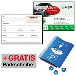 AKTION: SIGEL Fahrtenbuch, Pkw mit Kraftstoffverbrauch Formularbücher FA614 + GRATIS Parkscheibe